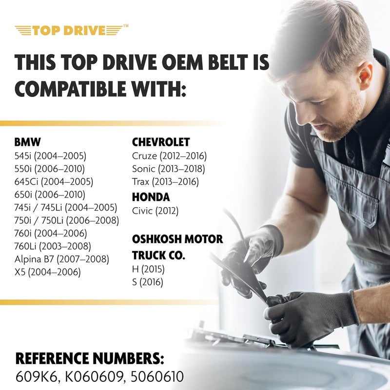 TOP DRIVE حزام محرك EPDM سيربنتين 6PK1550، مرجع مكافئ - K060609، 5060610 - Image 3
